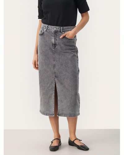 Part Two Dilin Classic Fit Midi Skirt - Grey
