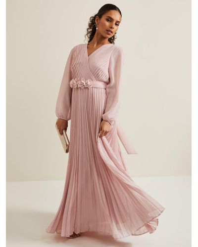 Phase Eight Petite Alecia Pleated Maxi Dress - Pink
