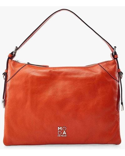Moda In Pelle Jasmine Leather Shoulder Bag - Red