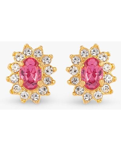 Susan Caplan Vintage Rediscovered Collection Gold Plated Swarovski Crystal Radiant Stud Earrings - Pink