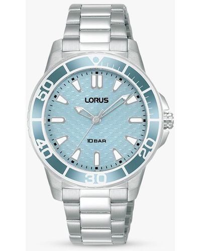 Lorus Sports Patterned Dial Bracelet Strap Watch - Blue