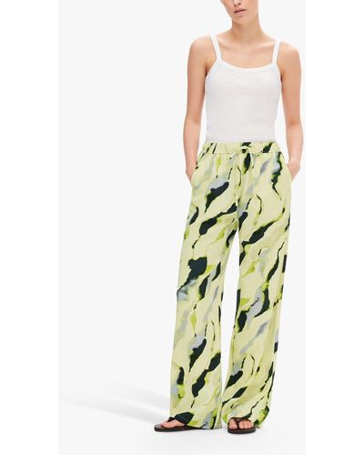 SELECTED Lilian Abstract Print Wide Leg Trousers - Green
