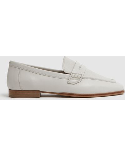 Reiss Angela Leather Loafers - White