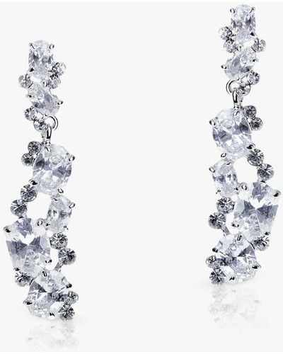 Ivory & Co. Crystal Curve Drop Earrings - White