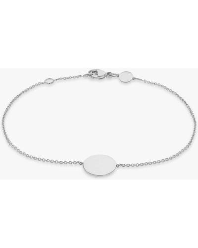 Ib&b Personalised 9ct White Gold Disc Initial Chain Bracelet - Natural