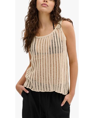 My Essential Wardrobe Diva Knitted Scoop Neck Tank Top - Natural