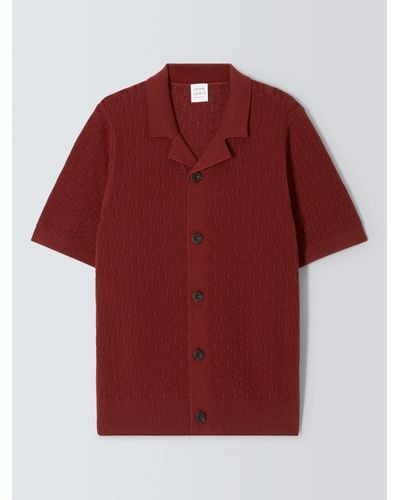 John Lewis Short Sleeve Open Knit Shirt - Red