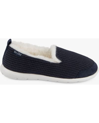 Totes Iso-flex Waffle Full Back Slippers - Blue