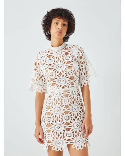 Elliatt Hotshot Floral Crochet Mini Dress - White