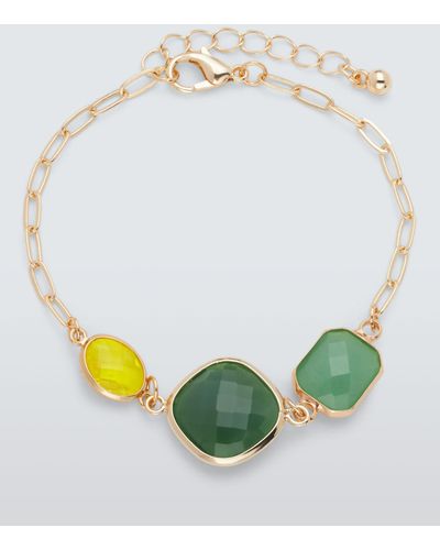 John Lewis Textured Glass Aventurine Chain Bracelet - Green