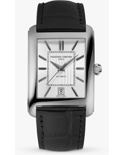 Frederique Constant Fc-303s4c6 Caree Automatic Date Leather Strap Watch - Black