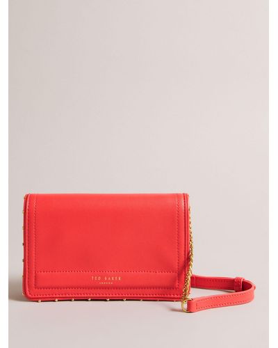 Ted Baker Kahnisa Studded Leather Crossbody Wallet - Red