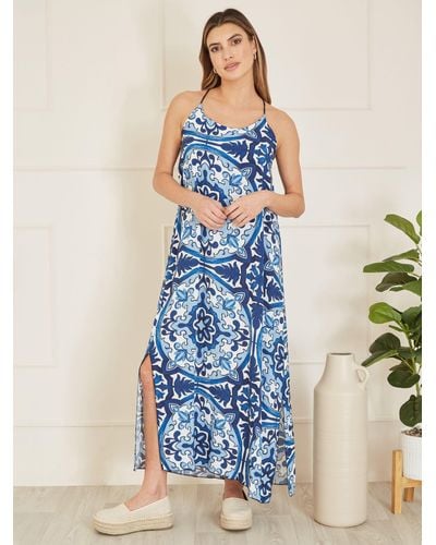 Yumi' Mela London Tile Print Maxi Dress - Blue