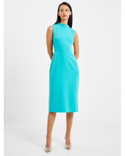 French Connection Echo Crepe Mock Neck Dress - Blue