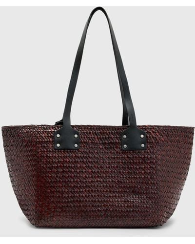 AllSaints Mosley Straw Tote Bag - Brown