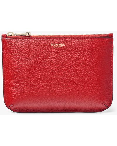 Aspinal of London Medium Ella Pebble Grain Leather Pouch - Red