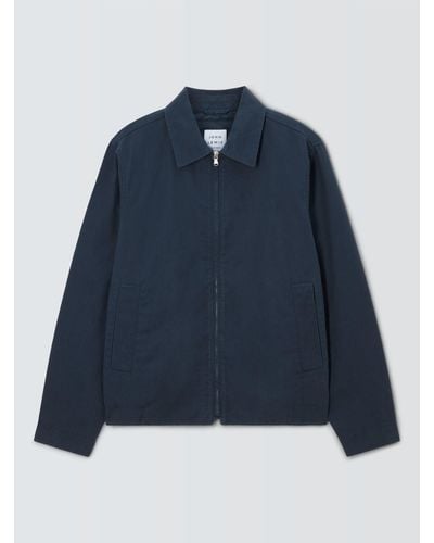 John Lewis Cotton Linen Zip Jacket - Blue