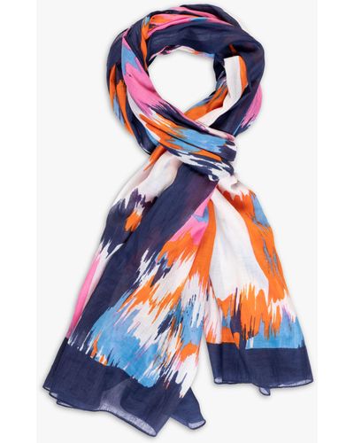 Chesca Abstract Ikat Print Scarf - White