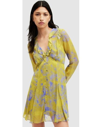 AllSaints Lini Inspiral Mini Dress - Yellow