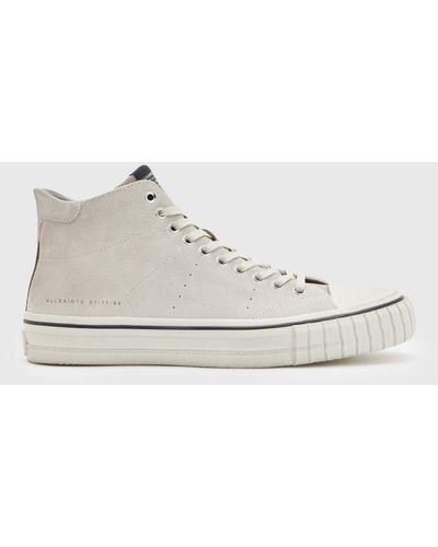 AllSaints Lewis Leather High Top Trainers - Natural