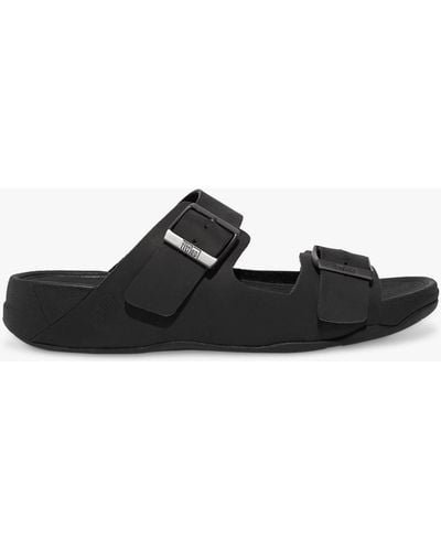 Fitflop Gogh Moc Leather Sliders - Black