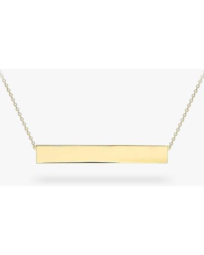 Ib&b Personalised 9ct Gold Horizontal Bar Pendant Necklace - White