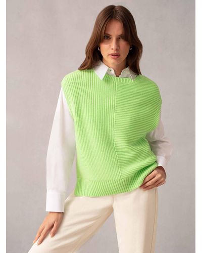 Ro&zo Oversized Wool Blend Knit Tank Top - Green