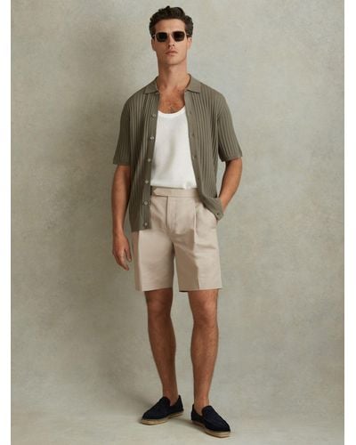 Reiss Con Linen Shorts - Green