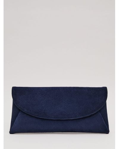 Phase Eight Suede Clutch Bag - Blue