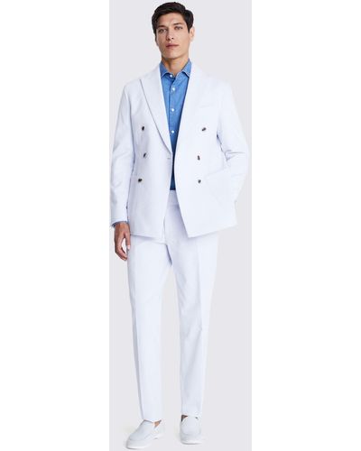 Moss Tailored Fit Double Breasted Corduroy Suit Jacket - White