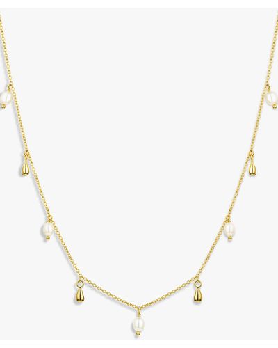 Claudia Bradby Pearl And Gold Drop Choker Necklace - Natural