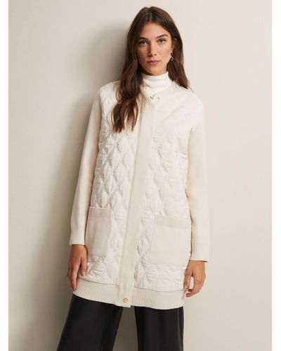 Phase Eight Zadie Quilted Knit Coatigan - Natural