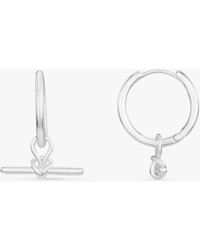 Orelia Dainty T-bar Knot Detail Hoop Earrings - Natural