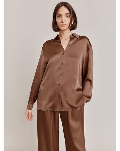 Ghost Ellie Satin Shirt - Brown