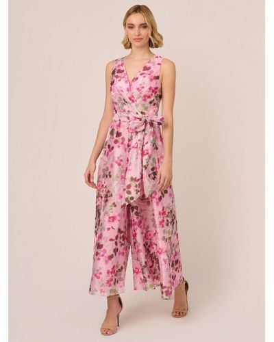 Adrianna Papell Floral Sleeveless Jumpsuit - Pink