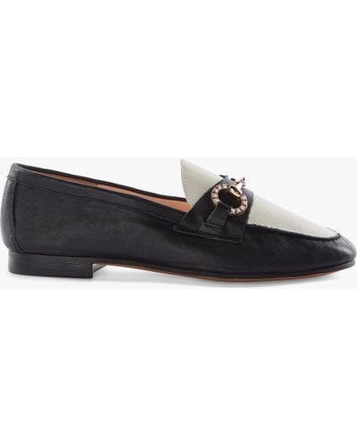 Dune Gemstone Detail Leather Loafers - White