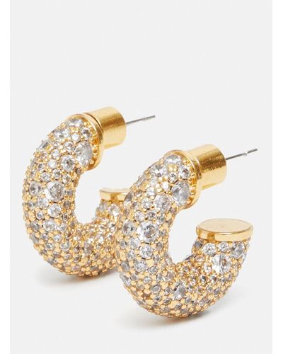 Jigsaw Diamante Encrusted Hoop Earrings - Metallic