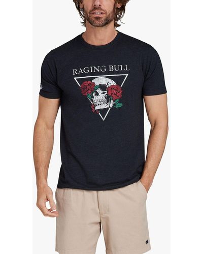 Raging Bull Rose Skull T-shirt - Blue