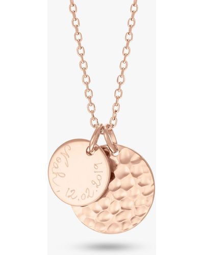 Merci Maman Personalised Double Hammered And Polished Disc Pendant Necklace - Multicolour