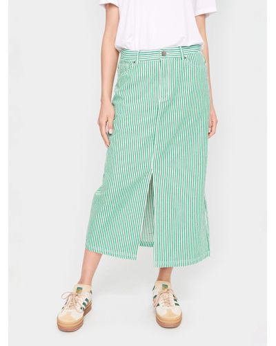Saint Tropez Ditten High Waisted Striped Maxi Skirt - Green