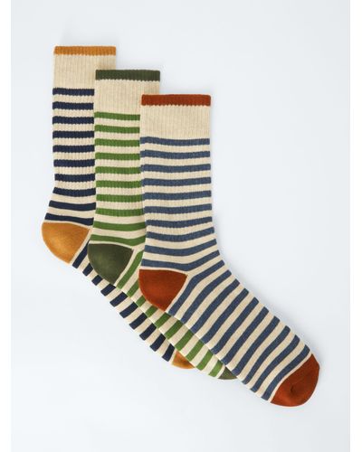 John Lewis Breton Stripe Socks - White