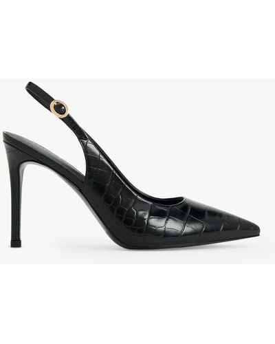 Charles & Keith Animal Print High Heel Slingback Court Shoes - Black