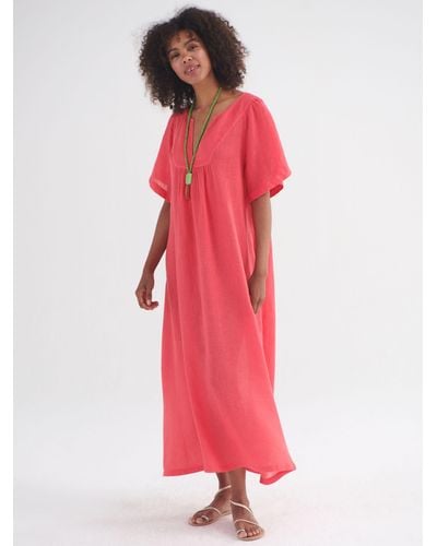 Nrby Verity Gauze Linen Midi Dress - Pink