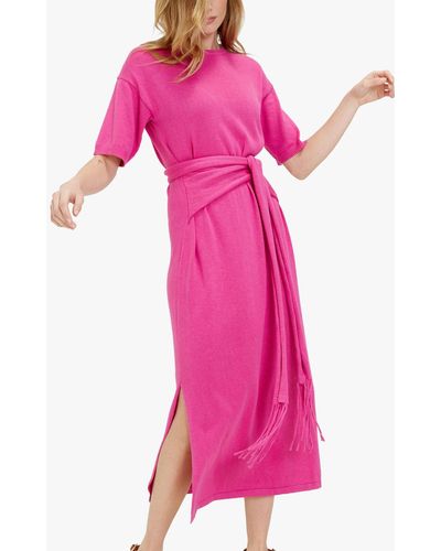 Chinti & Parker Monaco Dress Linen Blend Midi Dress - Pink
