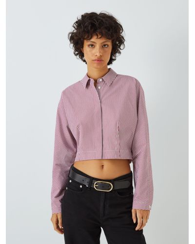 Rag & Bone Morgan Stripe Crop Shirt - Purple