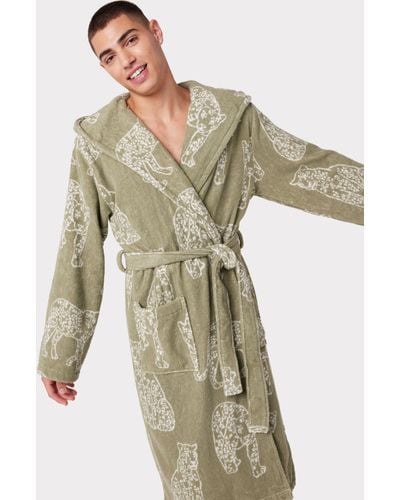 Chelsea Peers Leopard Cotton Towelling Robe - White