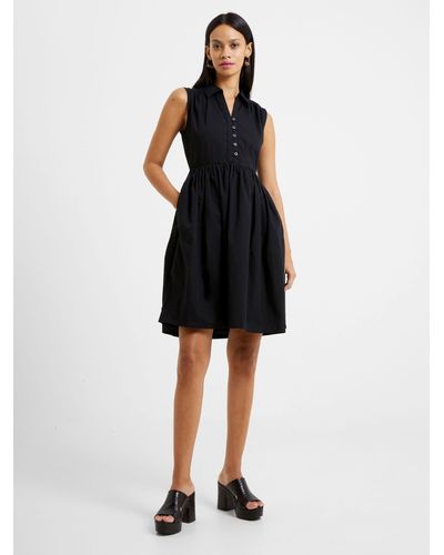 French Connection Sleeveless Cotton Smock Dress - Black