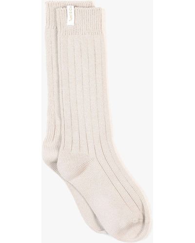 Tutti & Co Farne Plain Ribbed Long Socks - White
