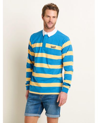 Brakeburn Striped Rugby Shirt - Blue