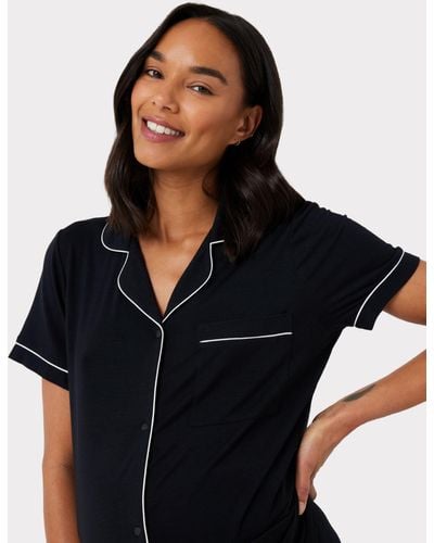 Chelsea Peers Modal Short Shirt Maternity Pyjama Set - Black